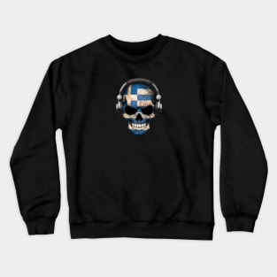 Dark Skull Deejay with Greek Flag Crewneck Sweatshirt